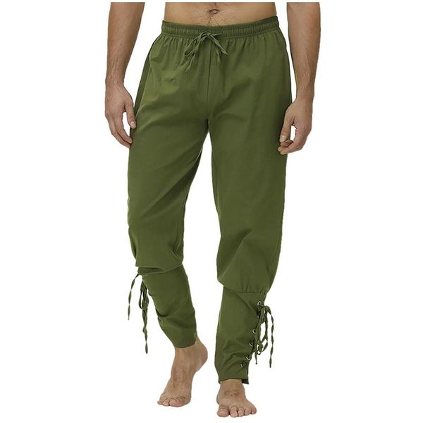 

men's pants ankle banded cuff costume with drawstrings vintage solid streetwear sweatpants pencil casual 4, Black