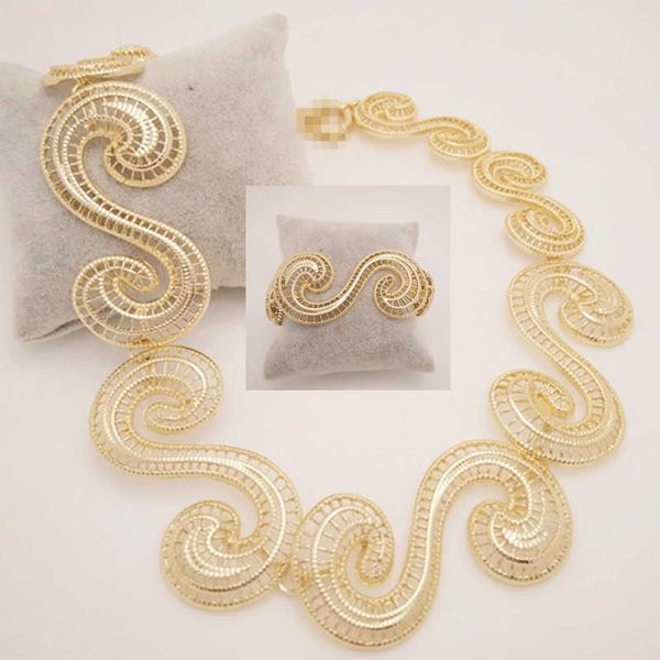 Königreich MA Gold Farbe Zink Legierung Schmuck Set Für Frauen Hochzeit Mode Halskette Armband Sets Kleid Zubehör H1022