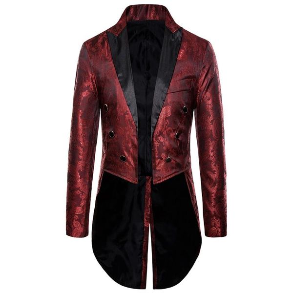 

men tuxedo suit jacket formal gothic steampunk blazer fashion coats for wedding party stage costume men's suits & blazers, White;black