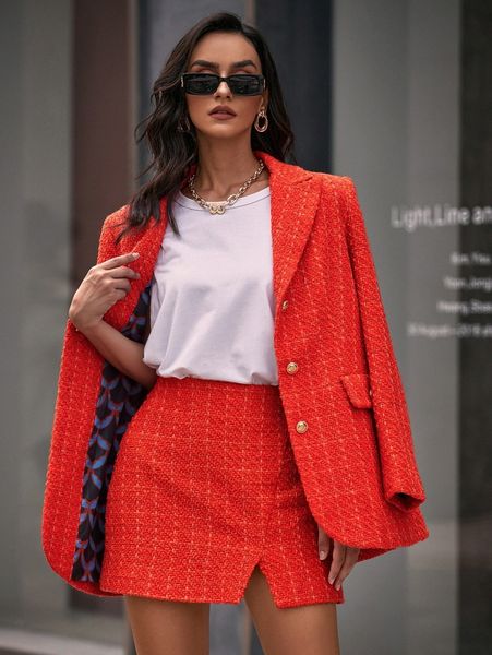 

lapel neck slit back tweed overcoat m4lq#, Black