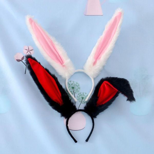 

hair clips & barrettes female girls lolita cosplay headband fluffy plush sweet long ears bandana hoop cartoon anime headpiece, Golden;silver