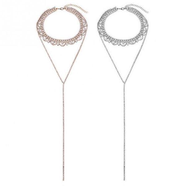

chokers clavicle chain choker neckband y-shaped female multi-layer collar necklace temperament wild decoration, Golden;silver