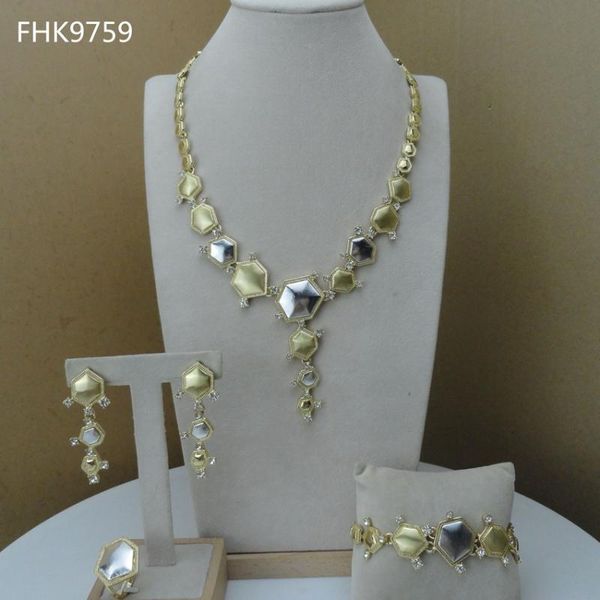 

earrings & necklace yuminglai dubai costume jewelry african fashion sets for women fhk9759, Silver
