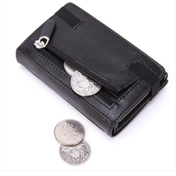 

card holders anti magnetism, anti-theft, multi-function pu wallet, aluminum alloy bank card, automatic -up box, fashionable business, Brown;gray