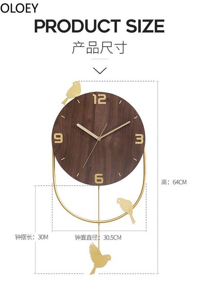

wall clocks bird swing pendulum clock living room metal wood 3d art large round wooden vintage hanging