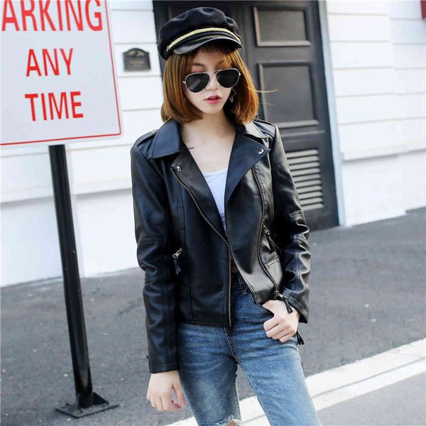

leather jacket high fashion men belt spring and autumn slim clothes single zipper 80201, Black