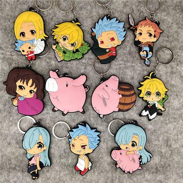 

keychains anime the seven deadly sins meliodas ban king zeldris hawk cute acrylic figure keychain keyring collection model toy, Silver