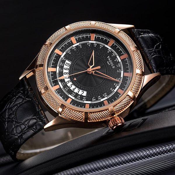 

wristwatches yazole men watch fashion casual men's watches waterproof male clock calendar busines designer leather, Slivery;brown