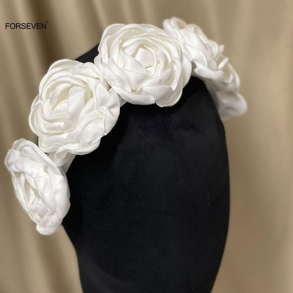 

hair clips & barrettes white flower hairpin headdress bridal wedding accessories satin soft and comfortable sl, Golden;silver