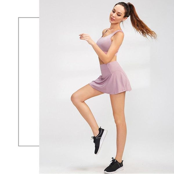 

skirts 2021 women summer mini skirt high waist loose fake two-piece anti-peeping quick-drying running fitness jupe femme, Black