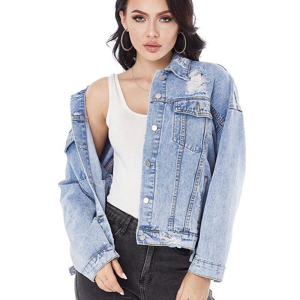 

women's jackets fashion loose short denim women vintage basic jeans coat spring streetwear hem frayed ladies style, Black;brown