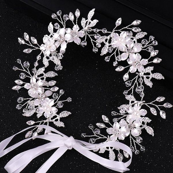 

hair clips & barrettes flower head pieces crystal wedding band bridal headbands with ribbon bride vine accessories bn, Golden;silver