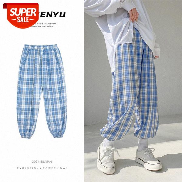 

striped plaid casual pants men's thin korean style trend all-match slim leggings #jr3e, Black