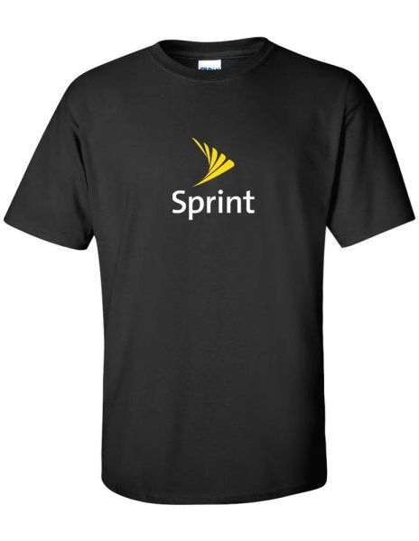 

sprint white yellow logo t-shirt funny geek cellular phone black tee shirt s-5xl, White;black