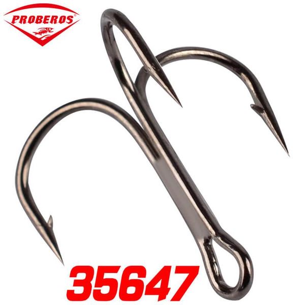 

50pcs/ set triple fishing hooks carbon steel barbed fishhooks treble sea tackle accessories for lures 2-14#
