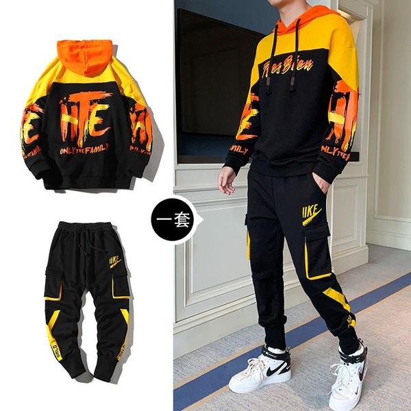 

men's tracksuits long sleeve hoodies and joggers sweatpants for mens 2021 outfit sets clothing teens hip hop sweat suit 2 piece casual, Gray