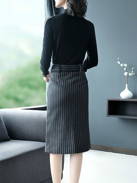 

Skirts Spring 2 Autumn Women Black Sweater Set Elegant Skirt Womens Two Piece Sets Outfit Ensemble Femme Kj1952 7JHA