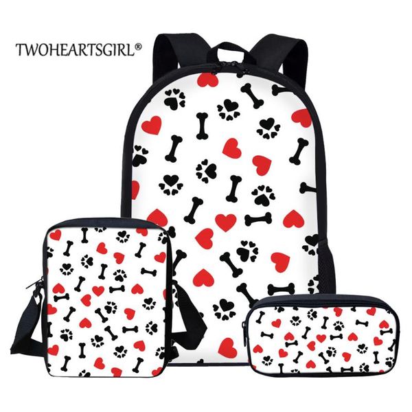 

school bags twoheartsgirl dog /bones print bag bookbag for kids 3pcs/set elementary primary schoolbag unique student