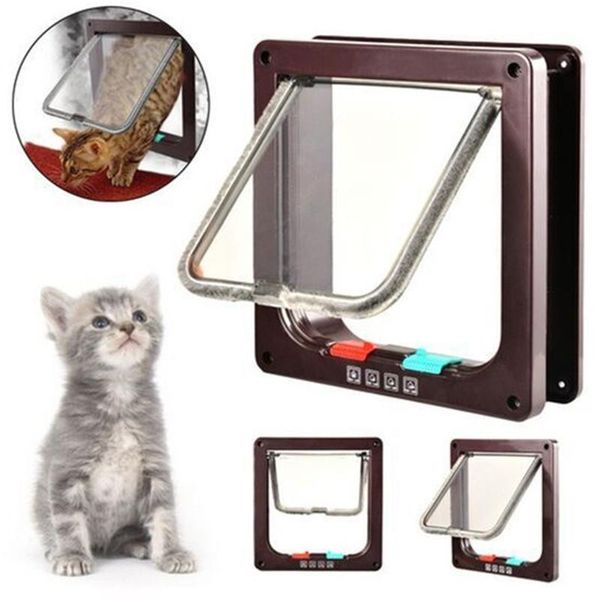 

cat carriers,crates & houses dog flap door with 4 way lock security for cats kitten abs plastic small gate dogs pet chip
