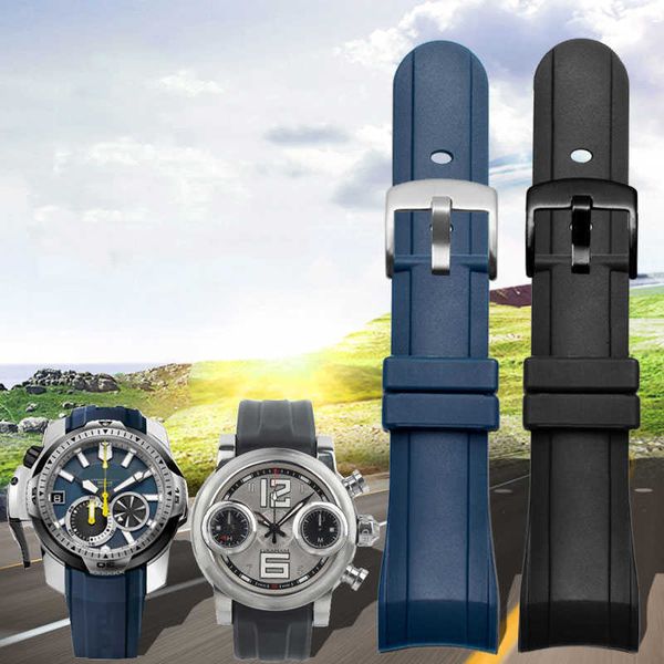 Специальный изогнутый интерфейс, силиконовый ремешок для часов для серии Graham Racing Chronograph, резиновый мужской ремешок, 24 мм, черный, синий, браслет H0915