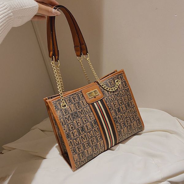 

daily bag selling floral-print chain tote bag womens 2021 new autumn large capacity fashionable stylish all-match shoulder messenger bag