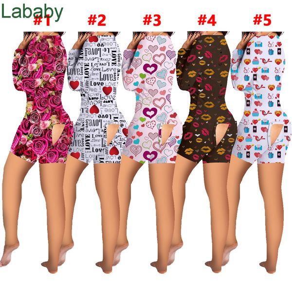 

women jumpsuit designer 2022 slim valentine day love pattern letters printed home one piece pants ladies fashion rompers 5 colours, Black;white