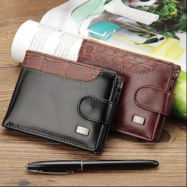 

business short men wallets leather hasp purse with coin pocket male money bag clutch card holder wallet cuzdan, Red;black