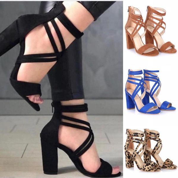

women's shoes sandals pumps cross strappy fashion short thick heels wedding ladies daily sothe ss-1032 dress, Black