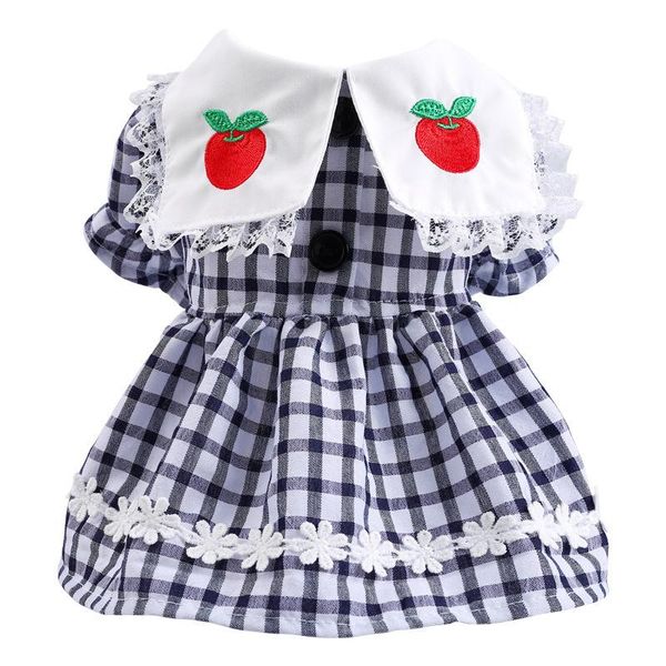 

dog apparel cute dress summer plaid puppy dresses lace floral print fruit small clothes for poodle chihuahua teddy(xs-xl)