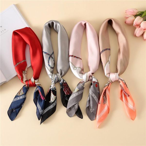 

silk scarves women foulard 70*70 lady sunscreen fashion square shawl women's quality luxury beach printed headscarf, Blue;gray