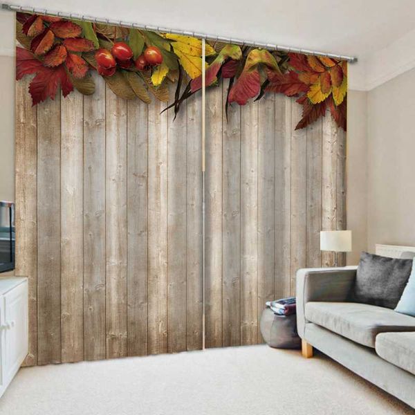 

curtain & drapes po brown woods red leaf curtains 3d window for living room bedroom customized size cortinas