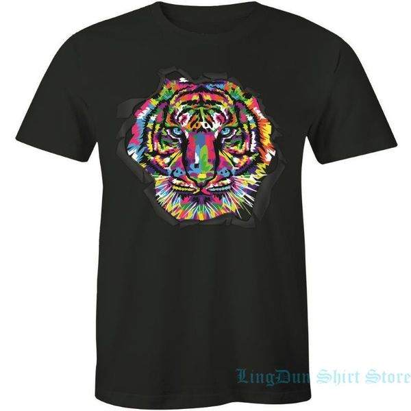 

men's t-shirts colorful tiger face shirt neture wild animal pet lovers tee mens t-shirt men women t 100% cotton tees, White;black