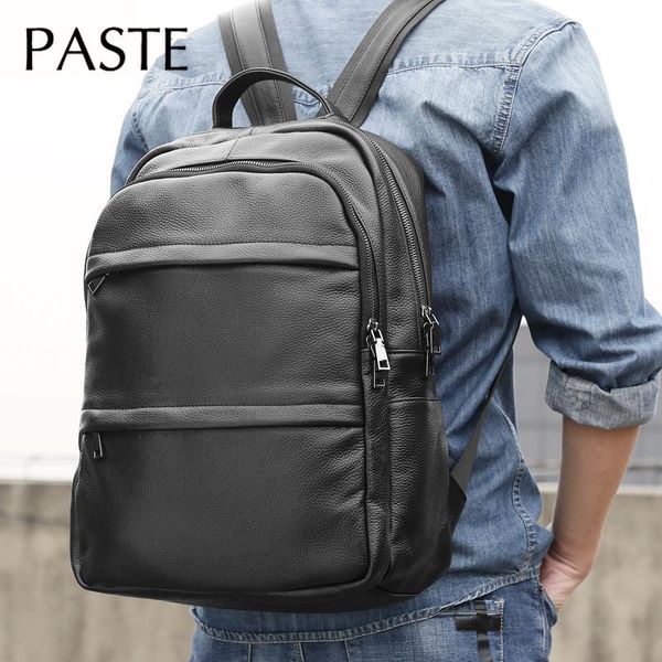 

backpack 2021 leisure men's genuine cow leather lapmale school bag men daypacks korea style casual travel
