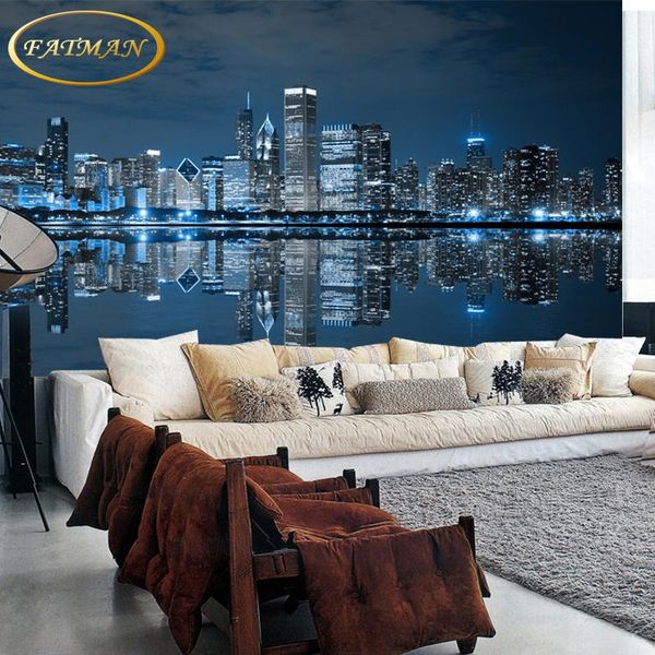 

wallpapers drop custom 3d po wallpaper city night modern for living room tv background mural papel de parede