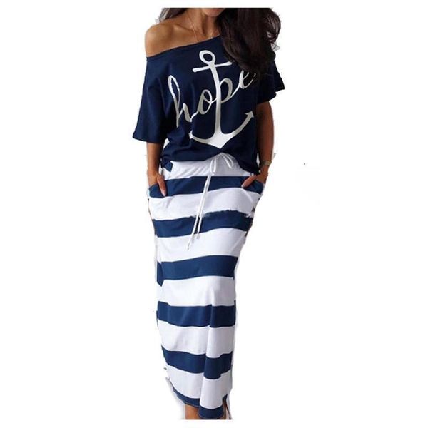 

letter navy casual dresses printed short sleeve t-shirt + skirt, Black;gray