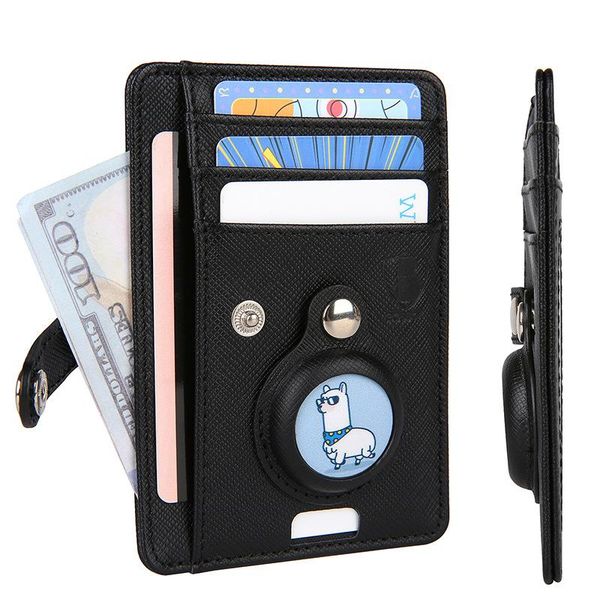 

card holders multifunction holder wallet intelligent tracking minimalist for airtag carbon firber texture, Brown;gray