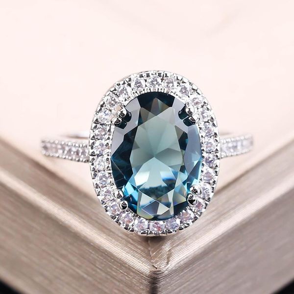 

cluster rings bohemian oval cubic zircon couple ring men blue purple stone crystal big finger for women female jewelry h3k152, Golden;silver