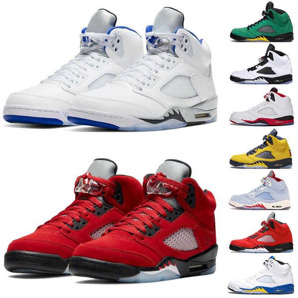 

2021 fashion 5 5s men basketball shoes pro star white cement red suede ice blue black trophy room fresh prince mens trainers sports sneakers