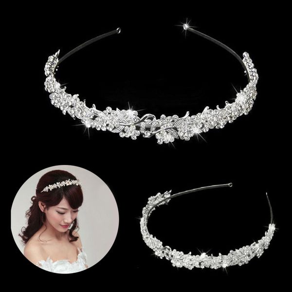 

full crystal rhinestone tiara bridal wedding shining hair hoop prom party crown hair accessories jewelry gift, Silver
