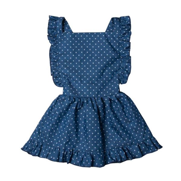 

born baby kid girls dress summer blue dot sleeveless princess party back cross backless 1-6years girl's dresses, Red;yellow