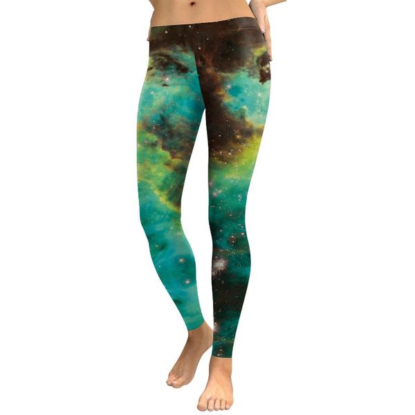 

yoga outfits jigerjoger 2021 autumn green nebula galaxy clouds 3d printed leggings female training low waist running jeggings pants, White;red