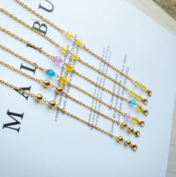 

simple hanging chain for glasses with golden beads