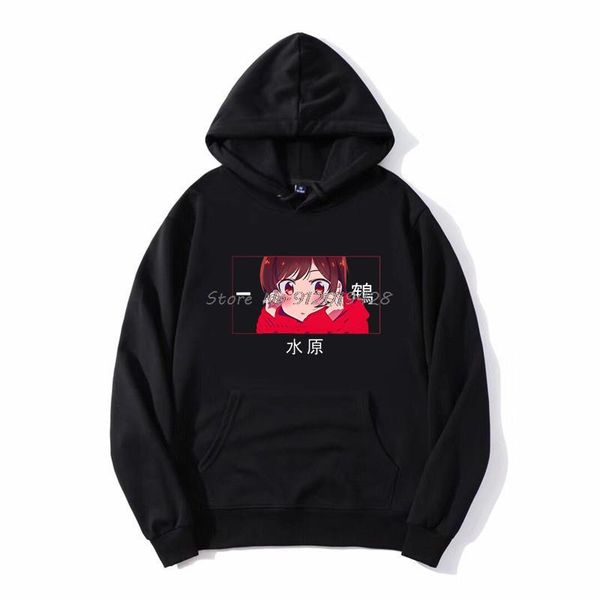 

men's hoodies & sweatshirts men rent a girlfriend chizuru mizuhara anime the hoodie fleece hooded sweatshirt streetwear harajuku, Black