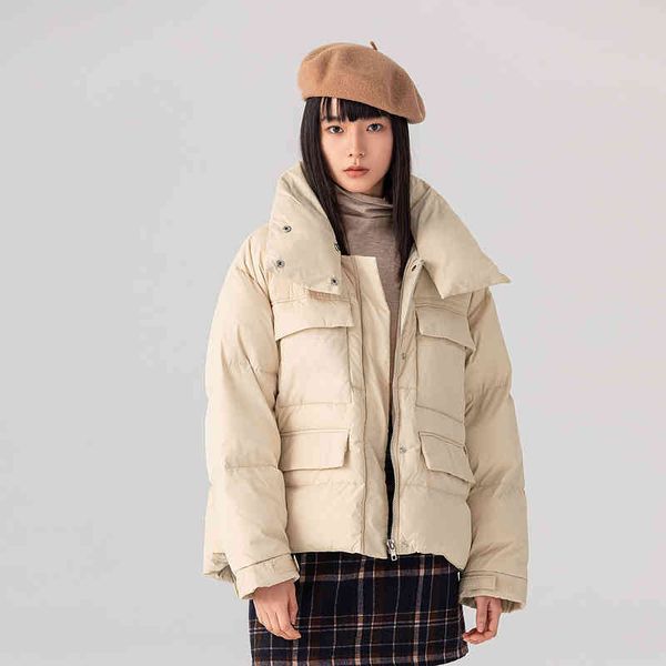 

in - women's winter et, short suede coat, loose, high neck, windproof, Black