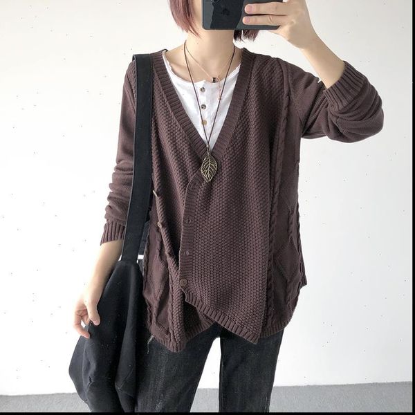 

korea irregular v neck women sweaters autumn spring thin loose long sleeve knit cardigan fashion, White;black