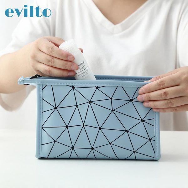 

storage bags travle bag pu women make up waterproof cosmetic organizer geometric toiletry kit pouch purse