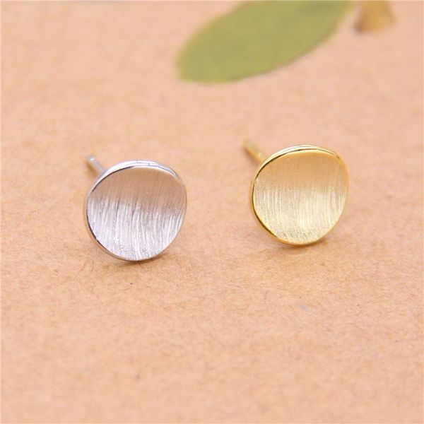 

hoop & huggie meibapj real s925 sterling silver fashion personality round concave drawing simple temperament earrings exquisite gift jewelry, Golden;silver