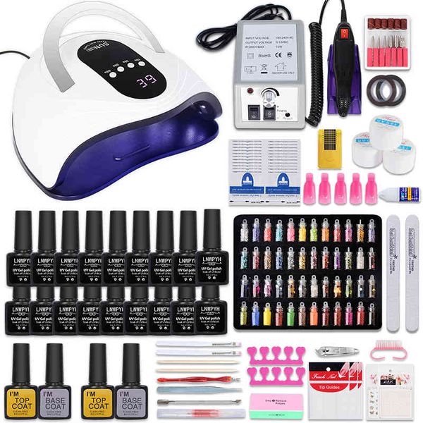 

set uv led dryer for manicure set10/12/18 colors gel polish kit electric drill machine nail art decorations