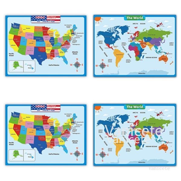 60*45 cm America Mappa Adesivi Murali Bambini Geografia Apprendimento Educazione della Prima Infanzia America Mappa Poster Grafico Aula T2I52317