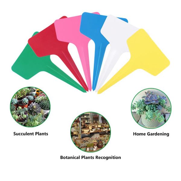 

other garden supplies 50pcs/lot plastic plant labels mark t-type flower tag ornaments gardening label nursery 6 color reusable